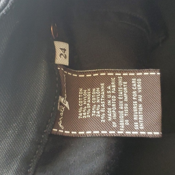 7 for all mankind jeans women's size 00 size 24 black zippered ankle wax… - Picture 9 of 16